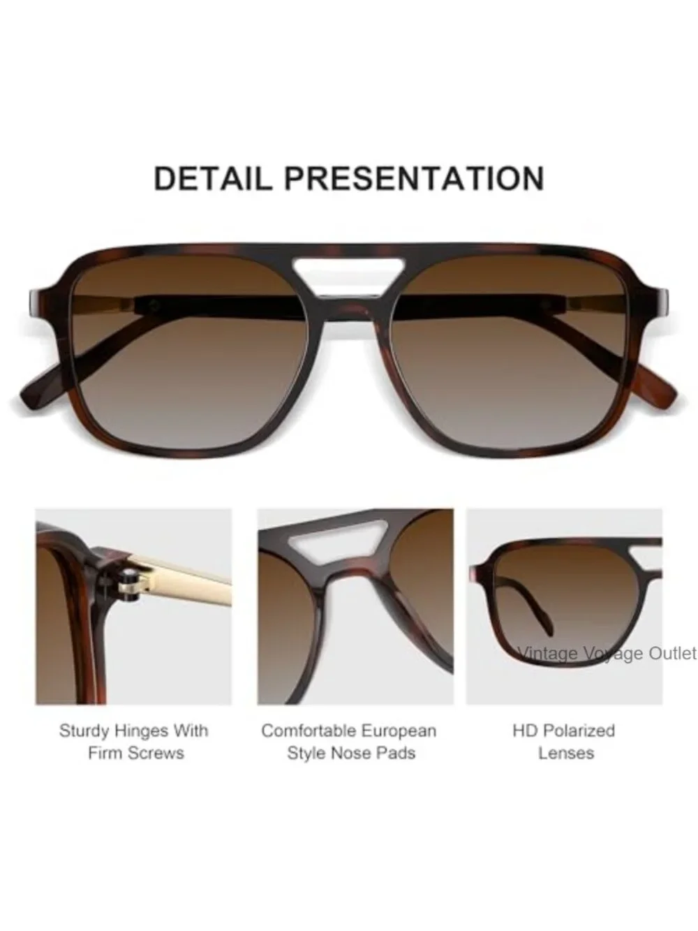 Retro Aviator Sunglasses Women Men Polarized Rectangle Shades UV Protection